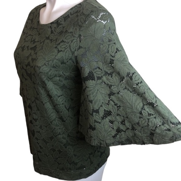 EUC | Banana Republic | Olive Green Lace Top | Size Small - Picture 3 of 6